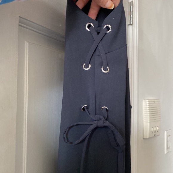 ASOS Navy Dress With Lace Up Detailing - Picture 5 of 10